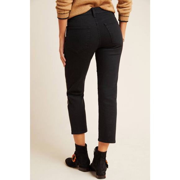 New Anthropologie Darria Striped Cropped Slim Fit Trousers  Velvet  $198  Sz 26 - Picture 4 of 4